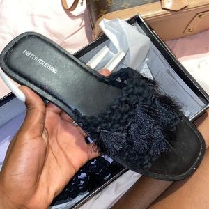 Black Fringe Sandal